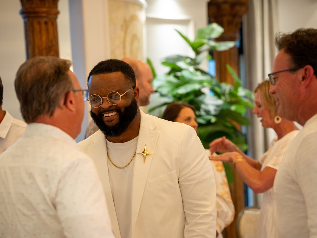 Guests talking at the event